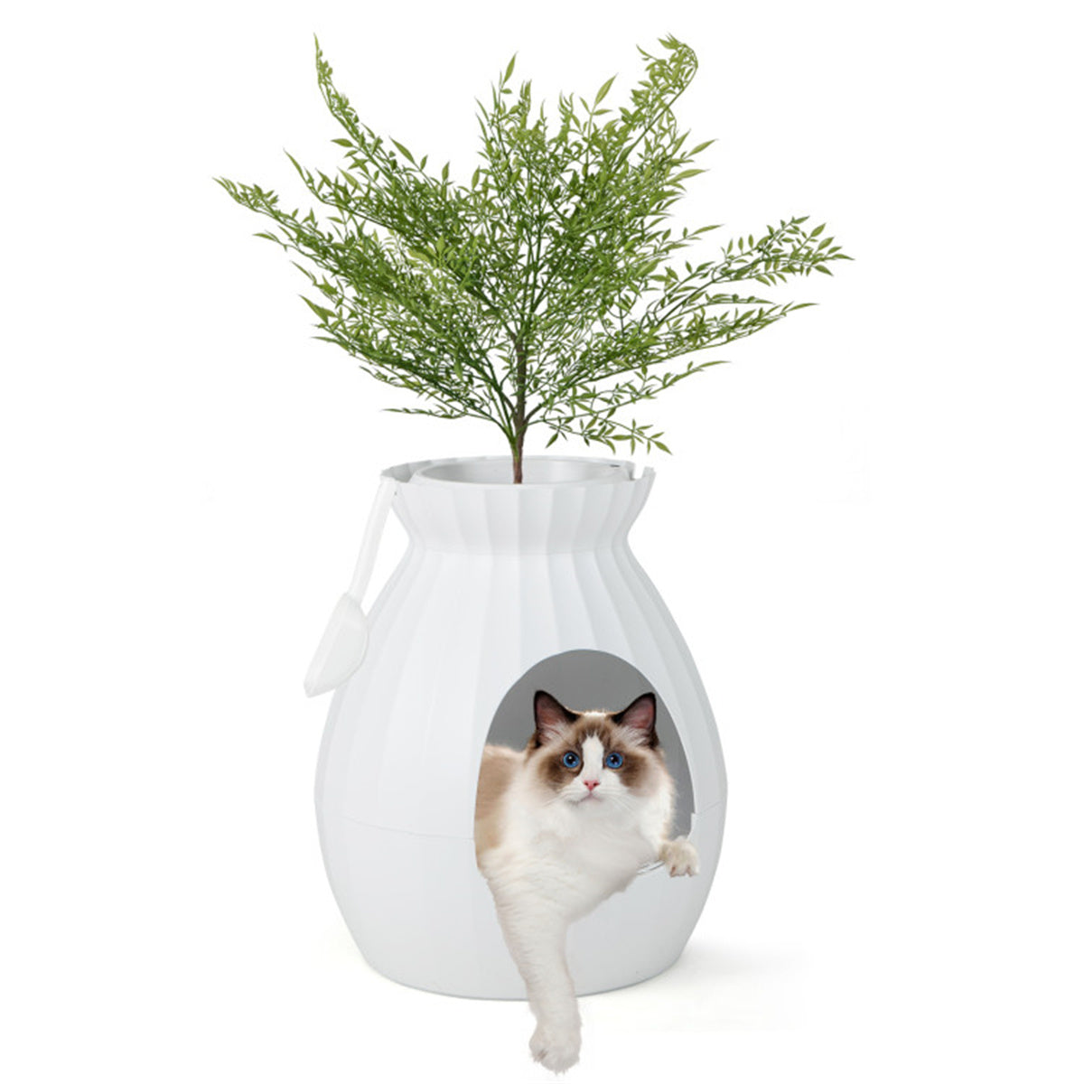 White Smart Cat Litter Box,Cat Litter Box with Electronic Odor Removal and Sterilization