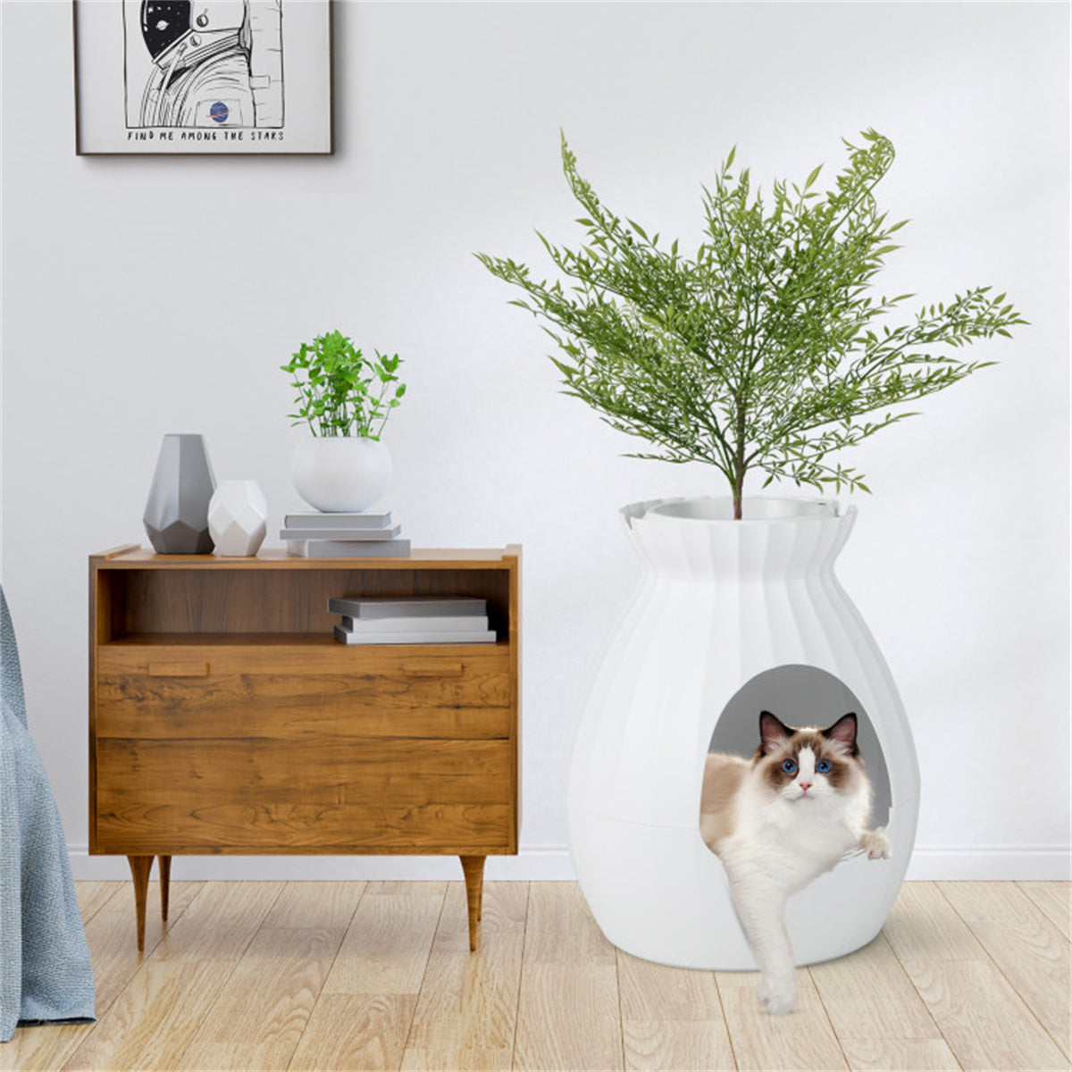 White Smart Cat Litter Box,Cat Litter Box with Electronic Odor Removal and Sterilization