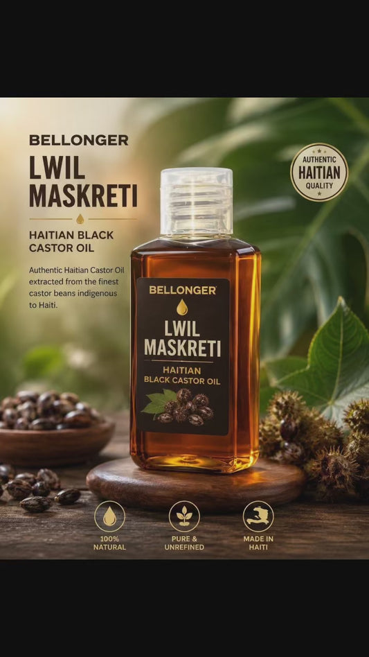 Lwil Maskreti 100% Natural Haitian Castor Oil for Hair, Skin and Body, 2oz